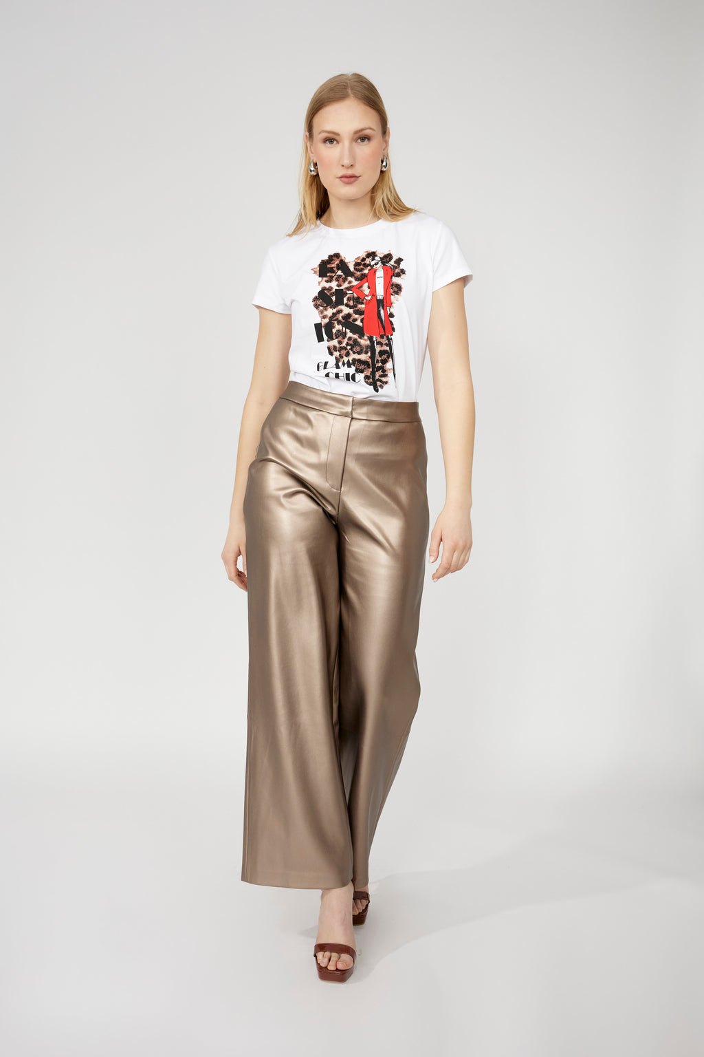 Frank Lyman Metallic High-waisted Trousers Style 253875