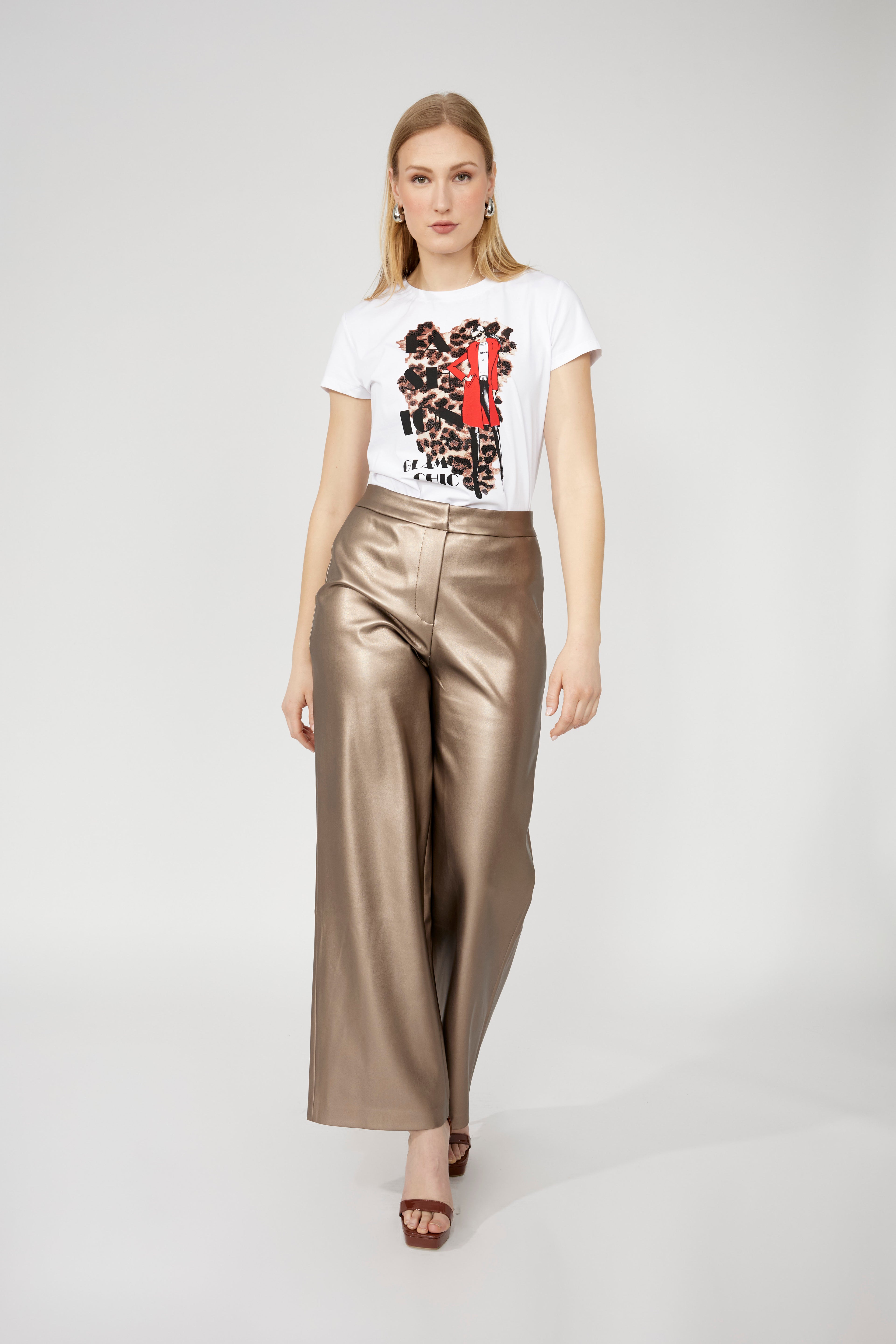 Frank Lyman Metallic High-waisted Trousers Style 253875