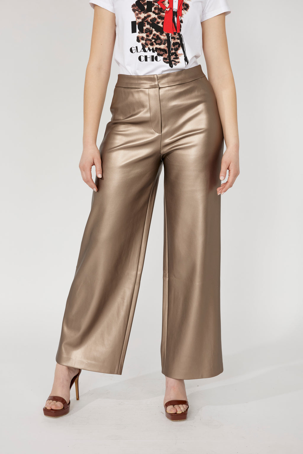 Frank Lyman Metallic High-waisted Trousers Style 253875