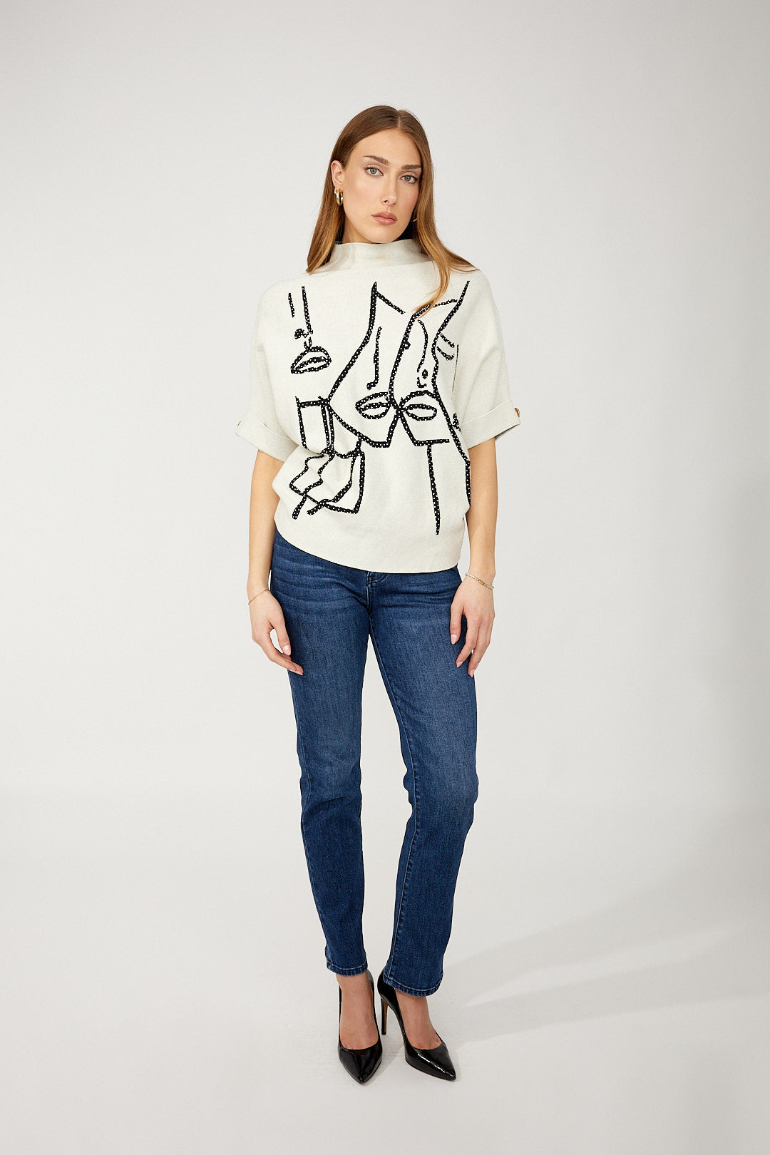 Frank Lyman Artistic Mock Neck Pullover Style 254969