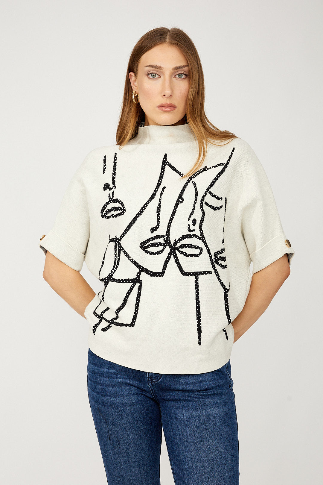 Frank Lyman Artistic Mock Neck Pullover Style 254969