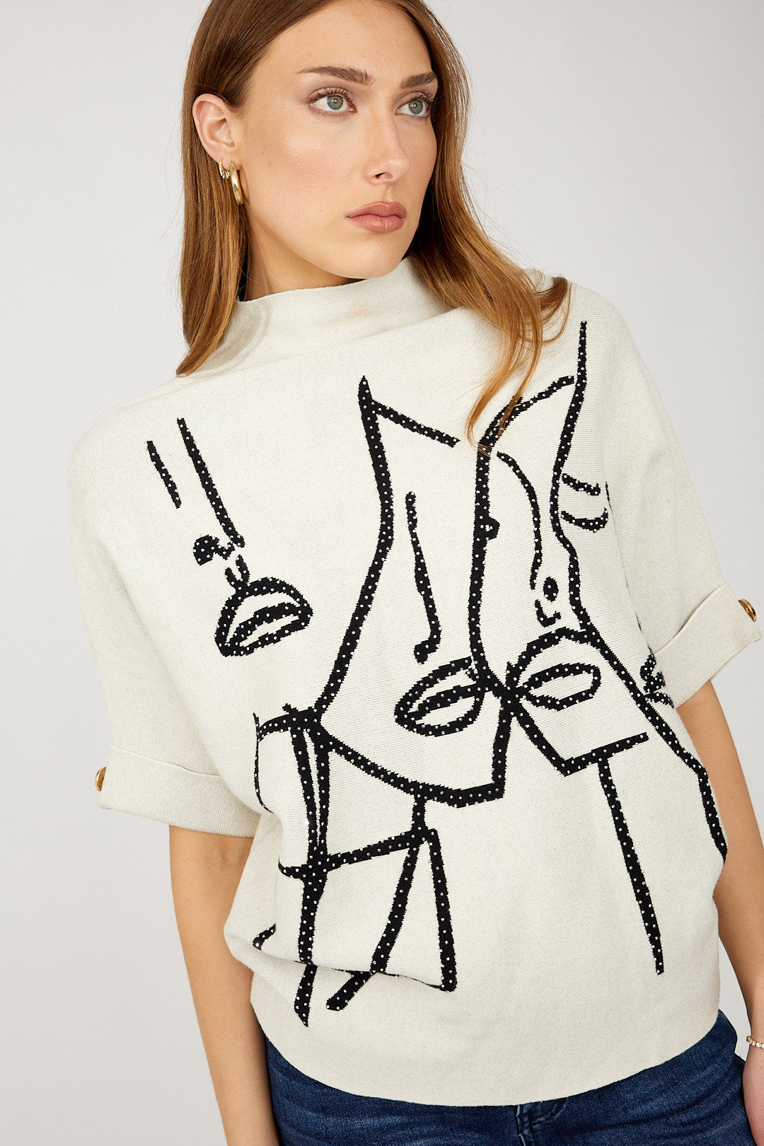 Frank Lyman Artistic Mock Neck Pullover Style 254969