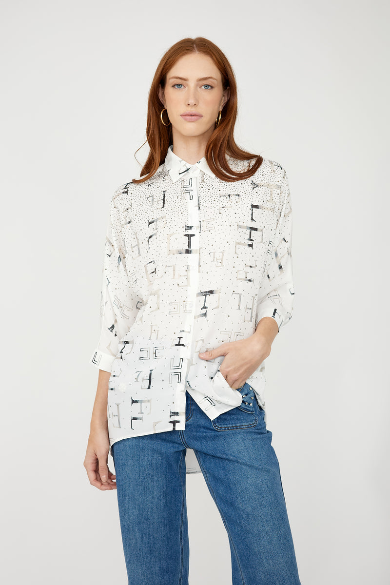 Frank Lyman Chic Abstract Buttoned Shirt Style 254995