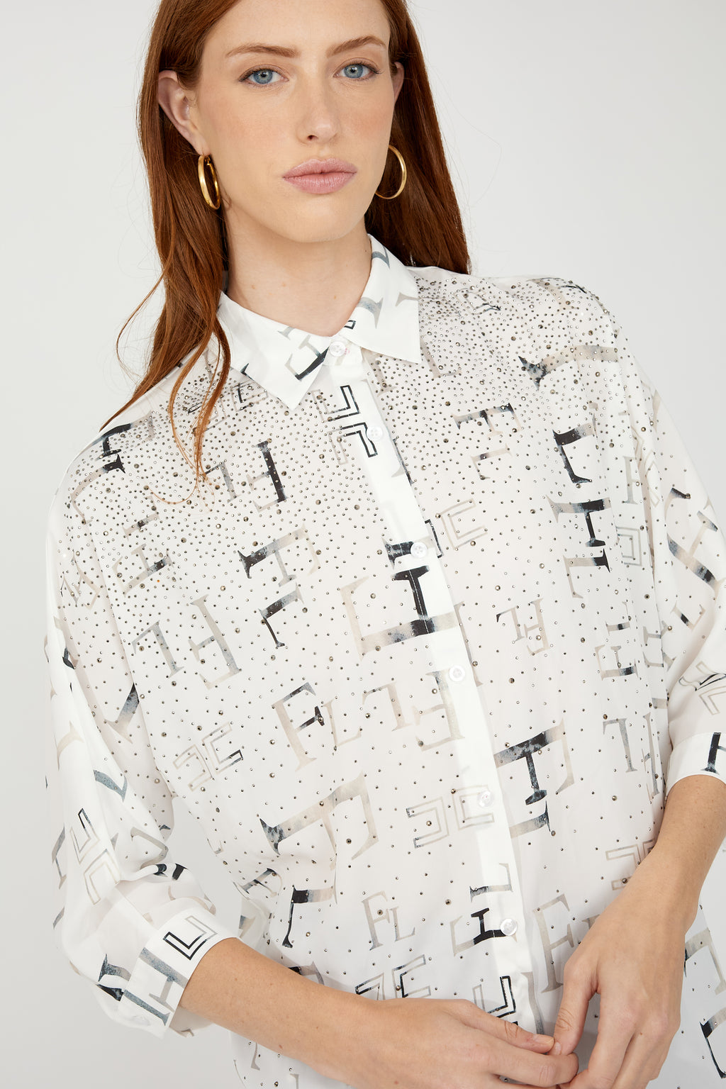 Frank Lyman Chic Abstract Buttoned Shirt Style 254995