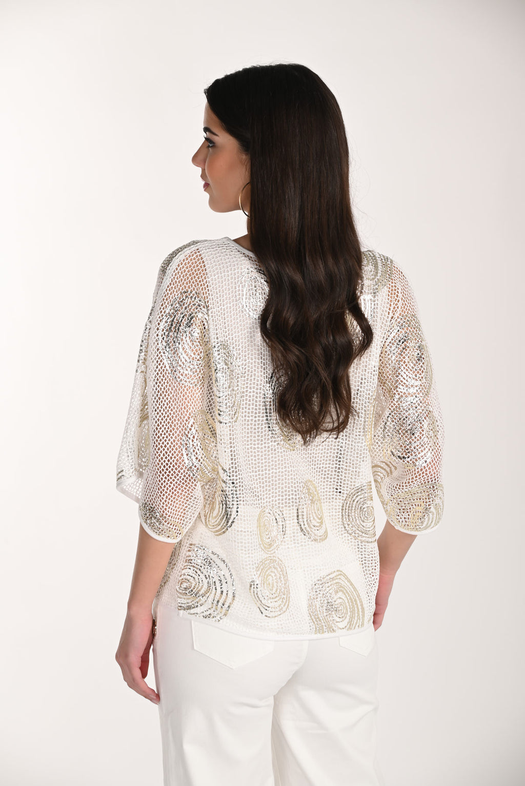 Frank Lyman Glamorous Sheer Scoop Neck Pullover Style 266120