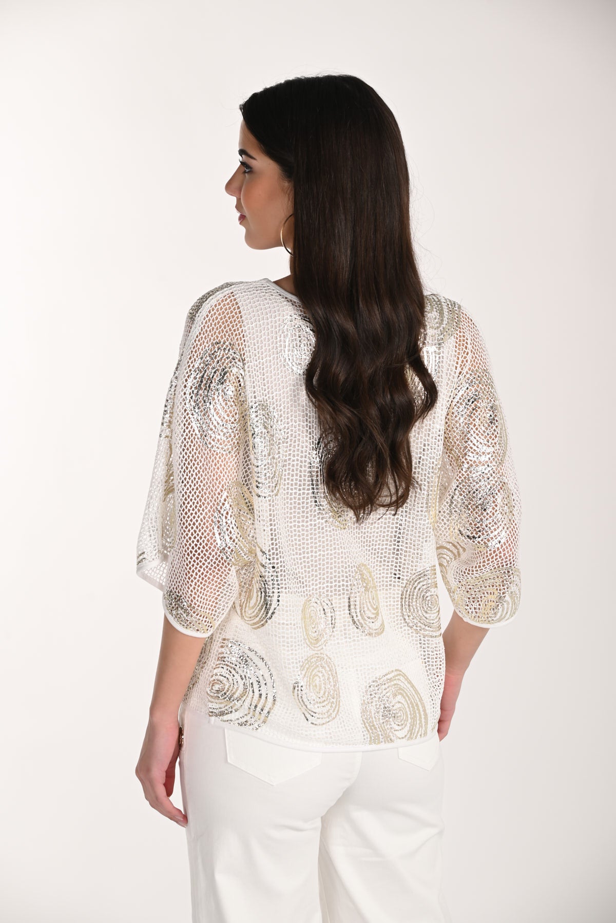 Frank Lyman Glamorous Sheer Scoop Neck Pullover Style 266120
