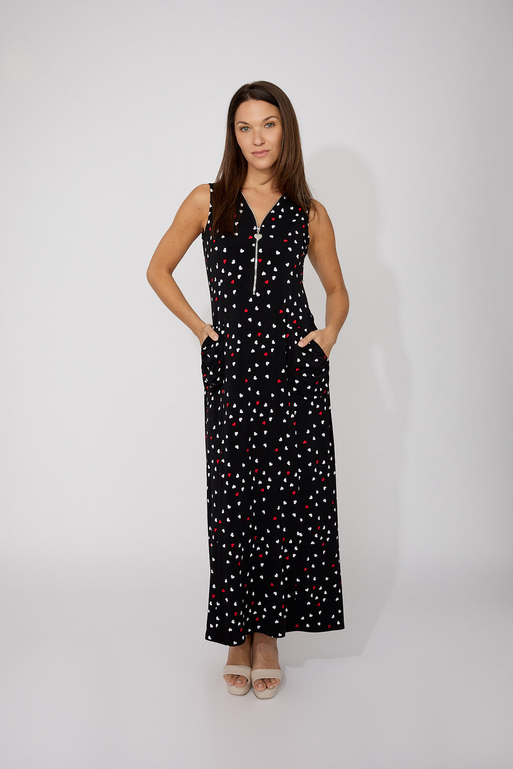 Frank Lyman Heart-print Maxi Dress Style 266226