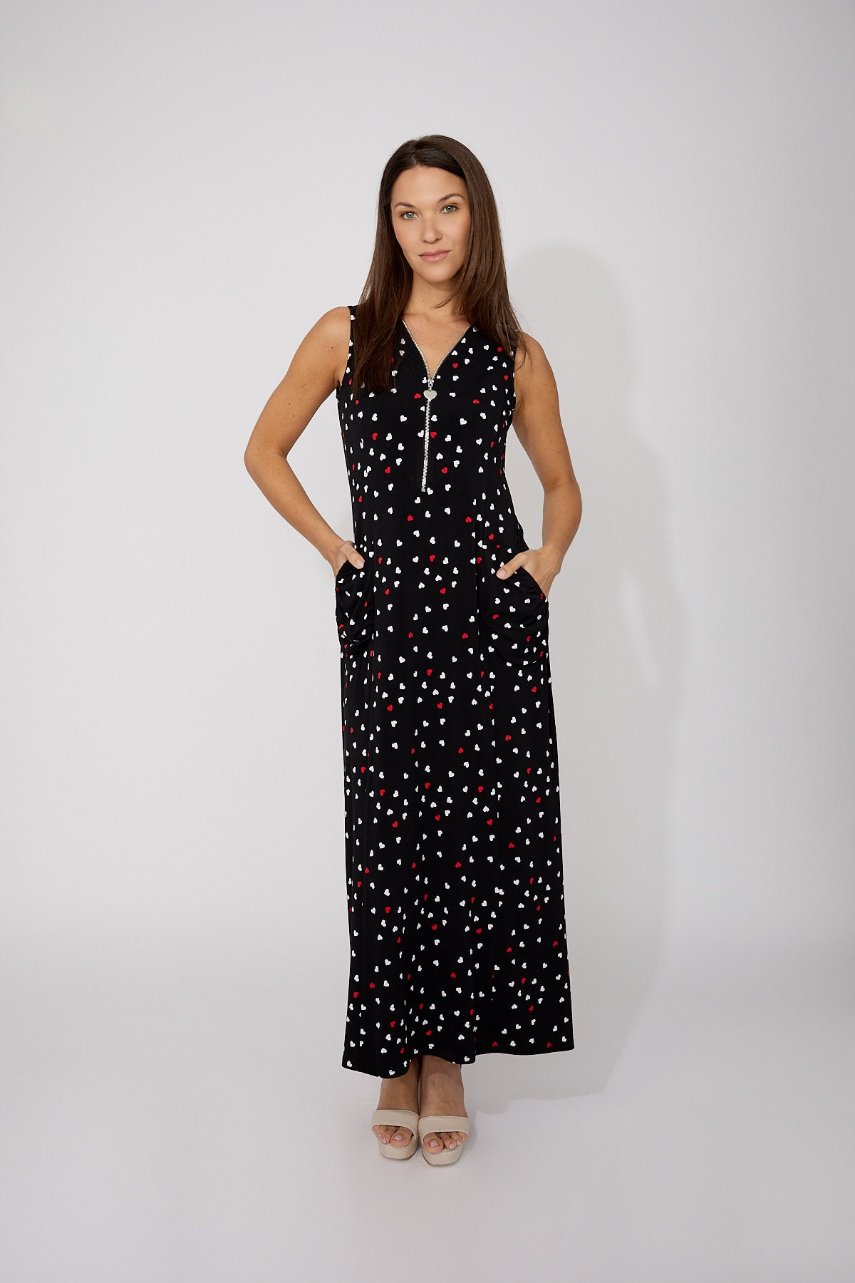 Frank Lyman Heart-print Maxi Dress Style 266226