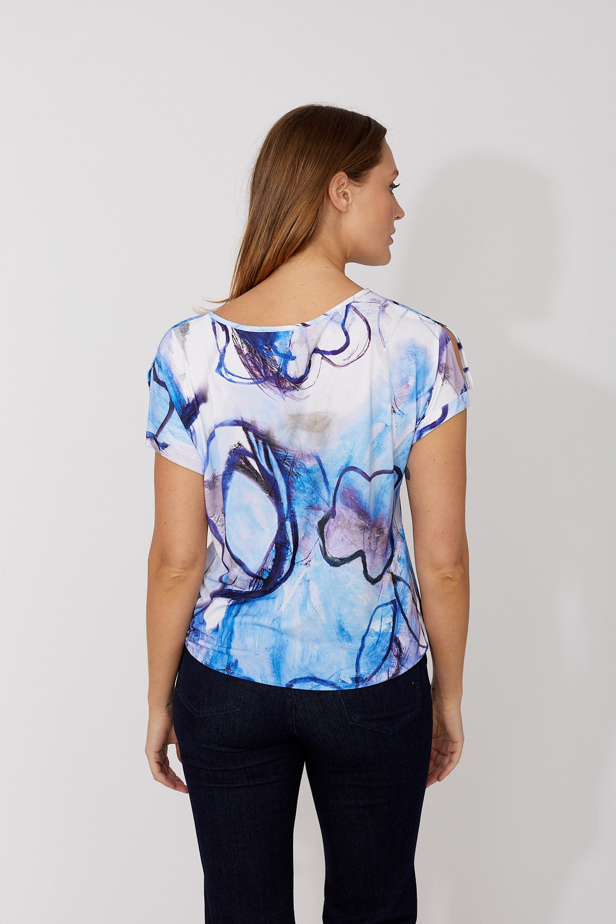 Frank Lyman Casual Abstract Crew Neck Pullover Style 266244