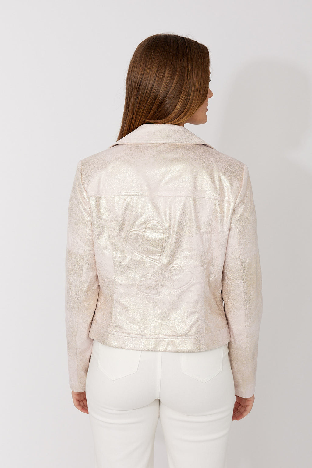 Frank Lyman Metallic Heart Moto Jacket Style 266532