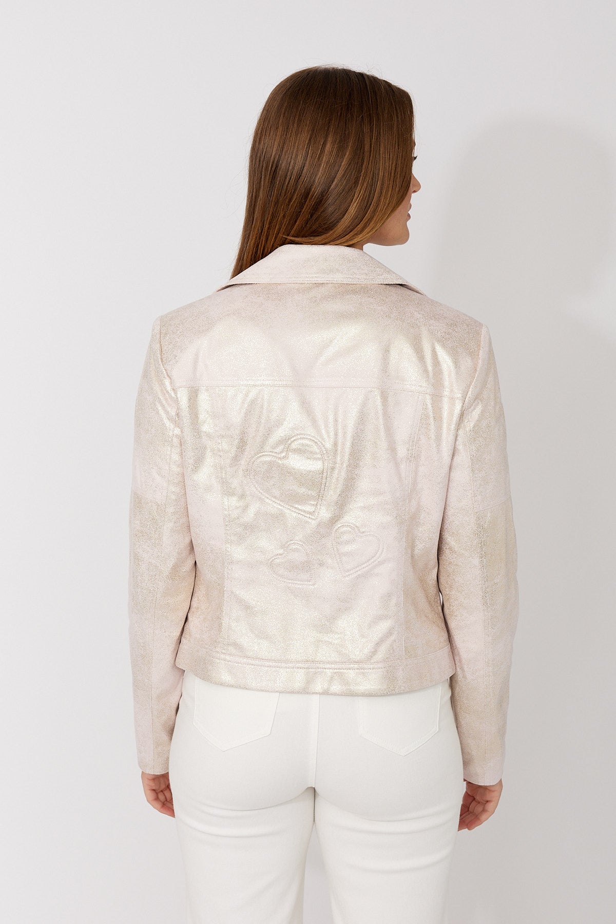 Frank Lyman Metallic Heart Moto Jacket Style 266532
