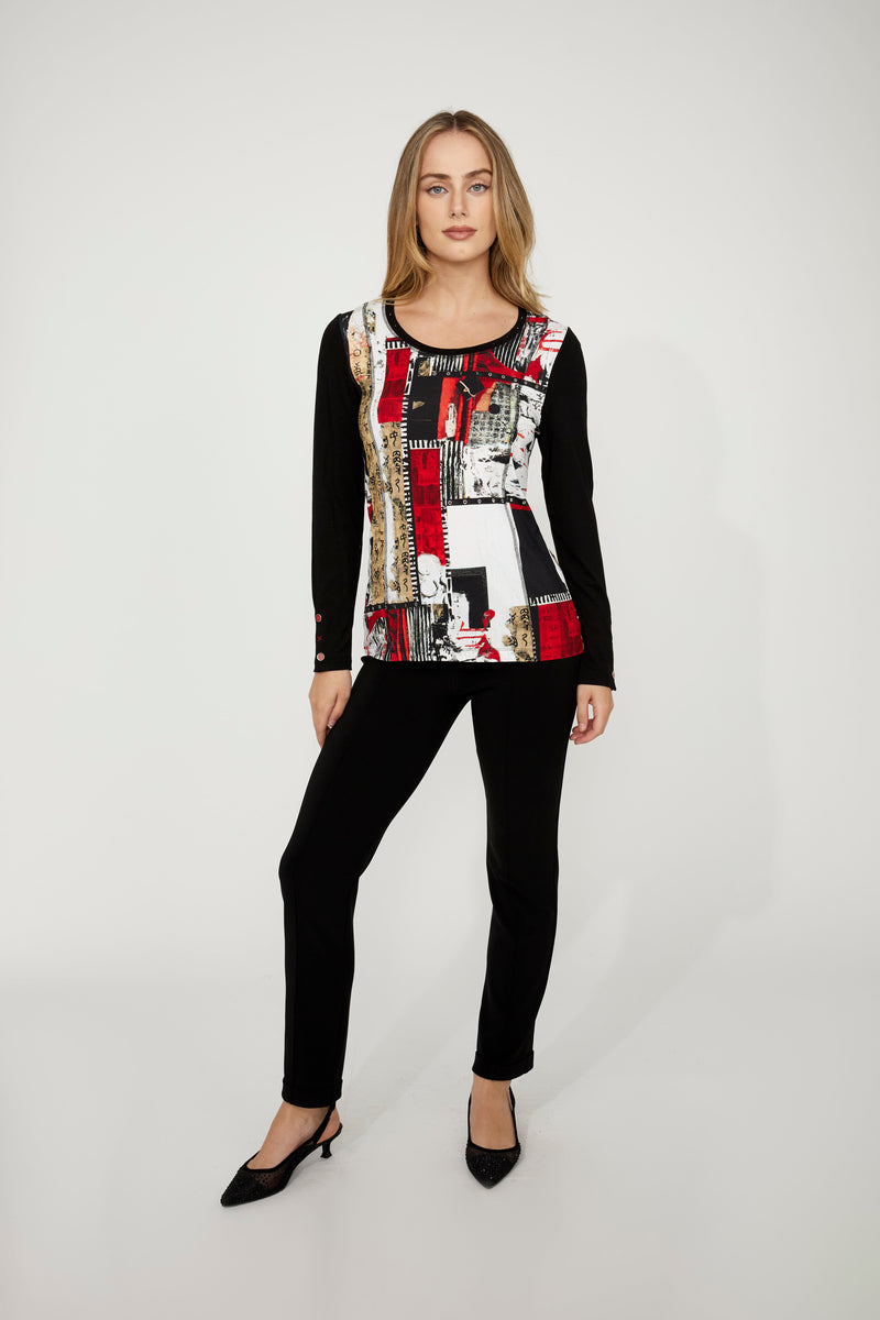 Dolcezza Abstract Round Neck Pullover Style 75640