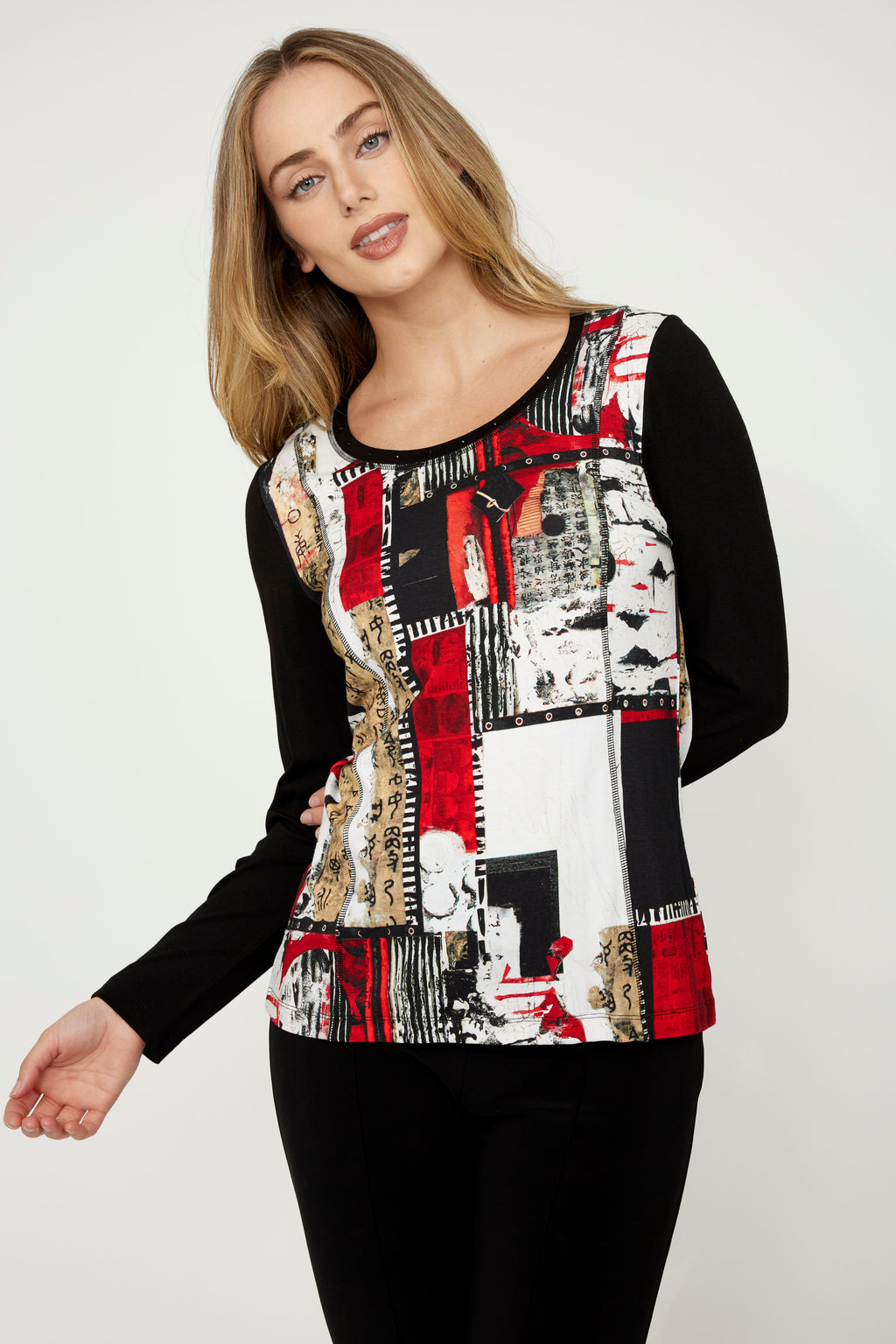 Dolcezza Abstract Round Neck Pullover Style 75640