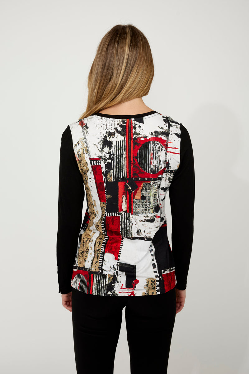 Dolcezza Abstract Round Neck Pullover Style 75640