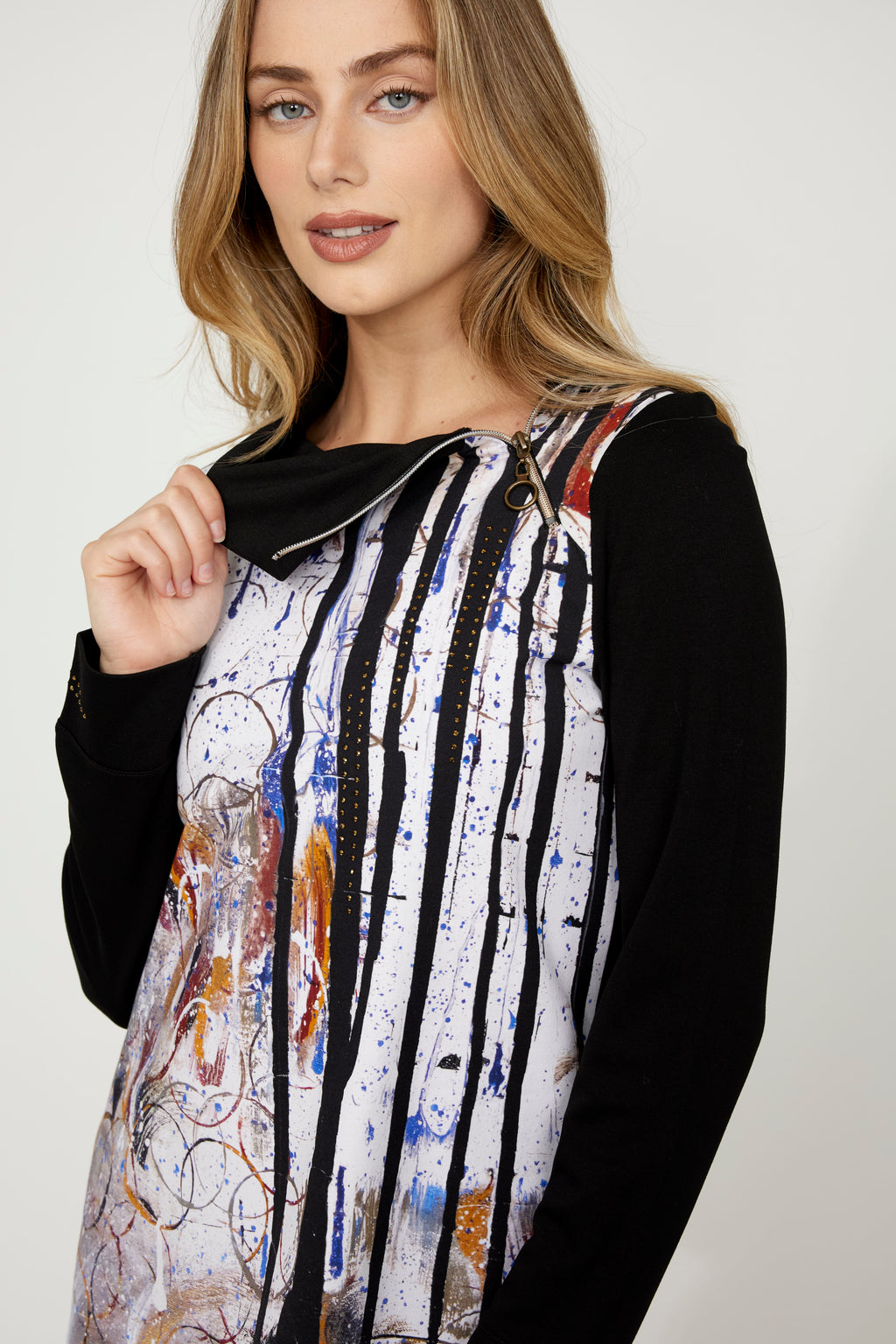 Dolcezza Chic Abstract Zipper Jacket Style 75652