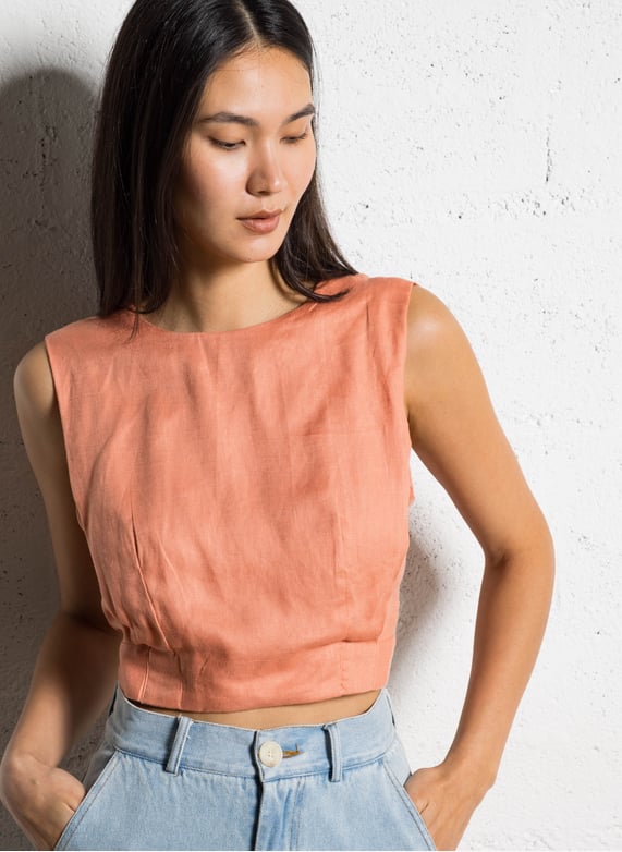 The Korner Short sleeveless top - Peach - 25111092