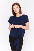 Frank Lyman Knotted Crew Neck Pullover Style 181224
