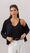 Kora Knitted Twin Set in black