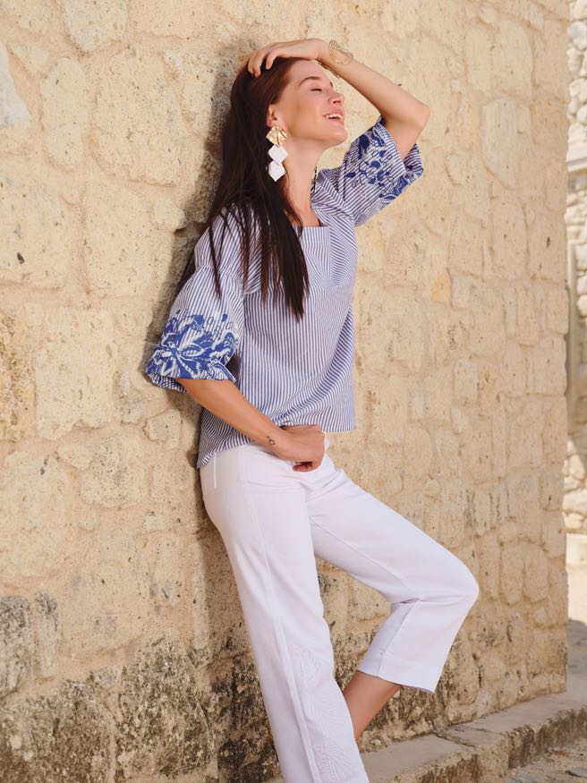Dolcezza Boho Blouse “Blue Lotus” (25155)