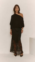 Natalie Asymmetric Sweater in black