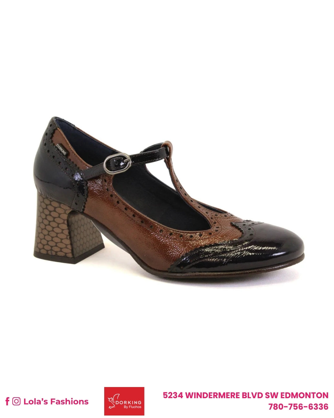 Dorking Dacy D9618 Block Heel T-Strap Dress Shoes 103244
