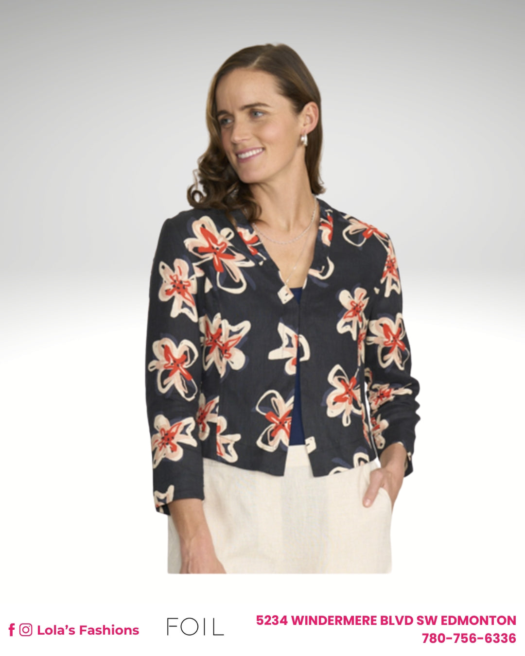Foil Clothing Gather Together Flower Doodle Short Jacket 8321
