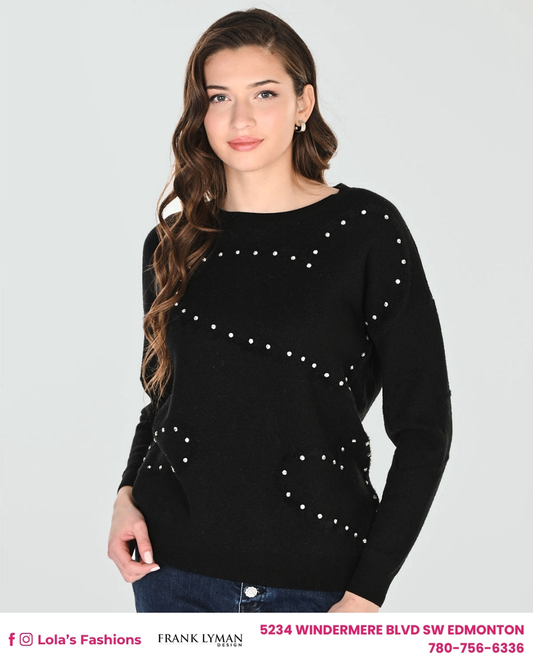 Frank Lyman Crew Neck Jewel Pullover Style 263755
