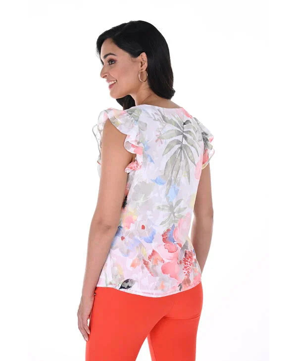 Frank Lyman White/Orange Blouse - 246165