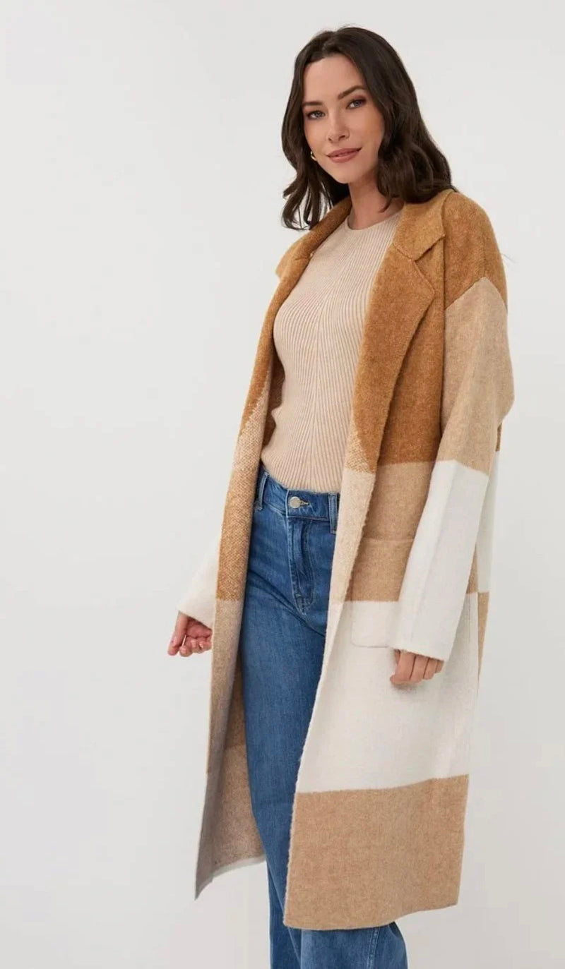 Esqualo Long Cardigan with Block Design 2518507