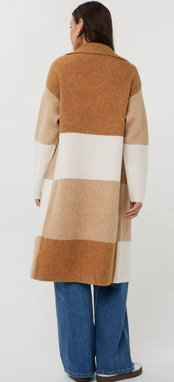 Esqualo Long Cardigan with Block Design 2518507