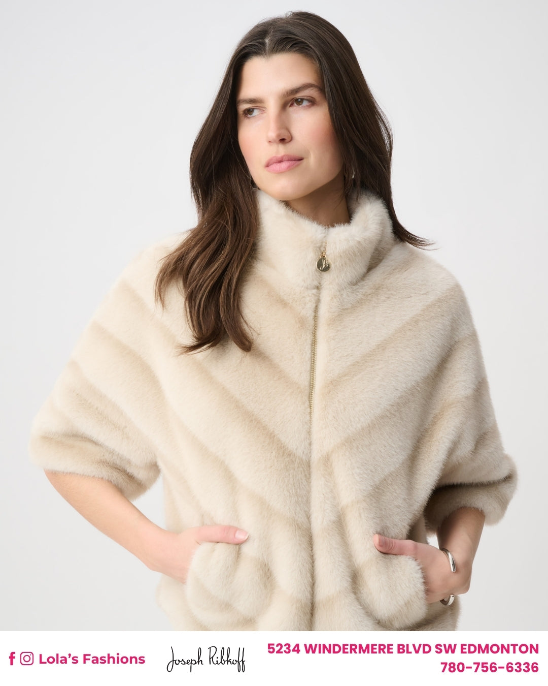 Joseph Ribkoff Faux Fur Jacket, High Neck Style 264946
