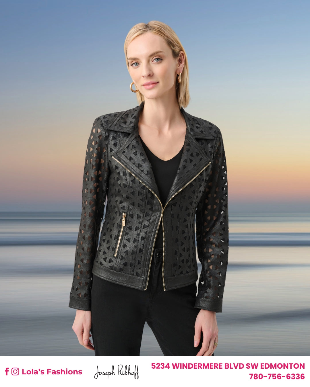 Joseph Ribkoff Leather Biker Jacket Style 263910