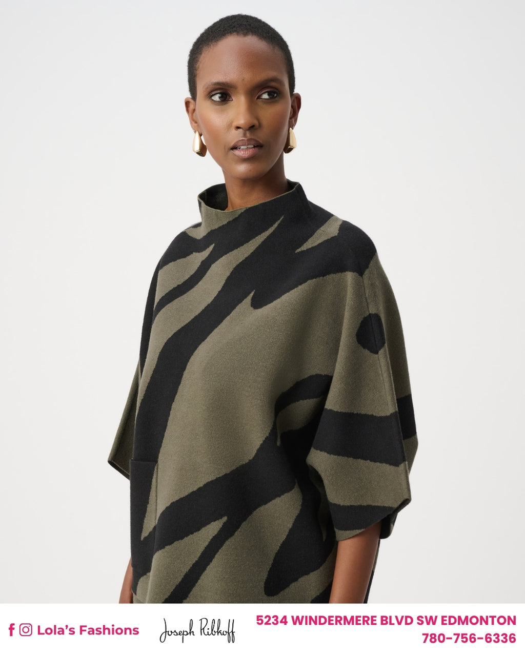 Joseph Ribkoff Mock Neck Abstract Pullover Style 263936