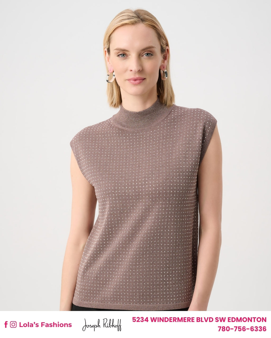 Joseph Ribkoff Mock Neck Jewel Embellished Pullover Style 254935