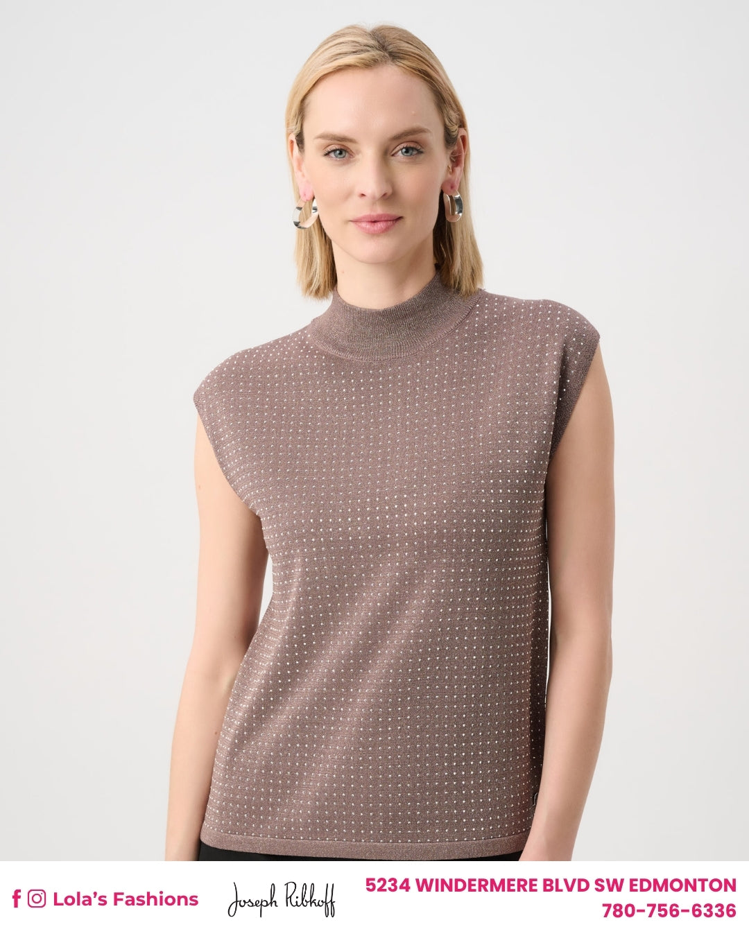Joseph Ribkoff Mock Neck Jewel Embellished Pullover Style 254935
