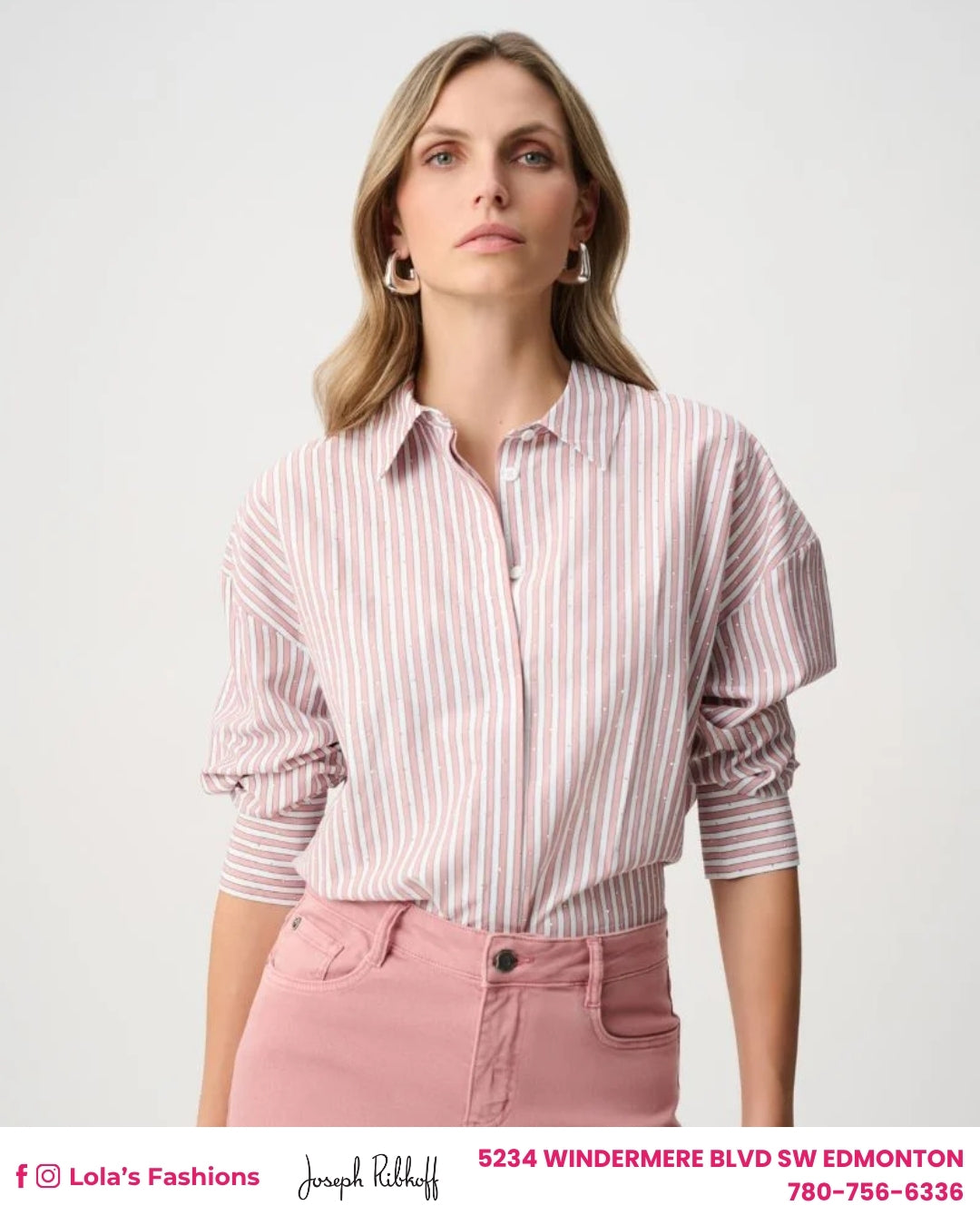 Joseph Ribkoff Striped Button Closure Shirt Style 261931