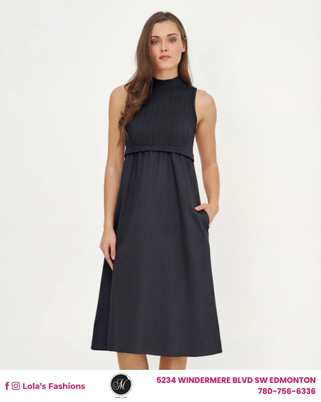 M Made in Italy Women's Knit/Woven Combo Dress 12912