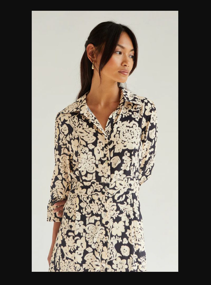 Charli Emaline Shirt Dress - Black Floral Print