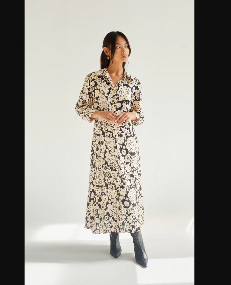 Charli Emaline Shirt Dress - Black Floral Print