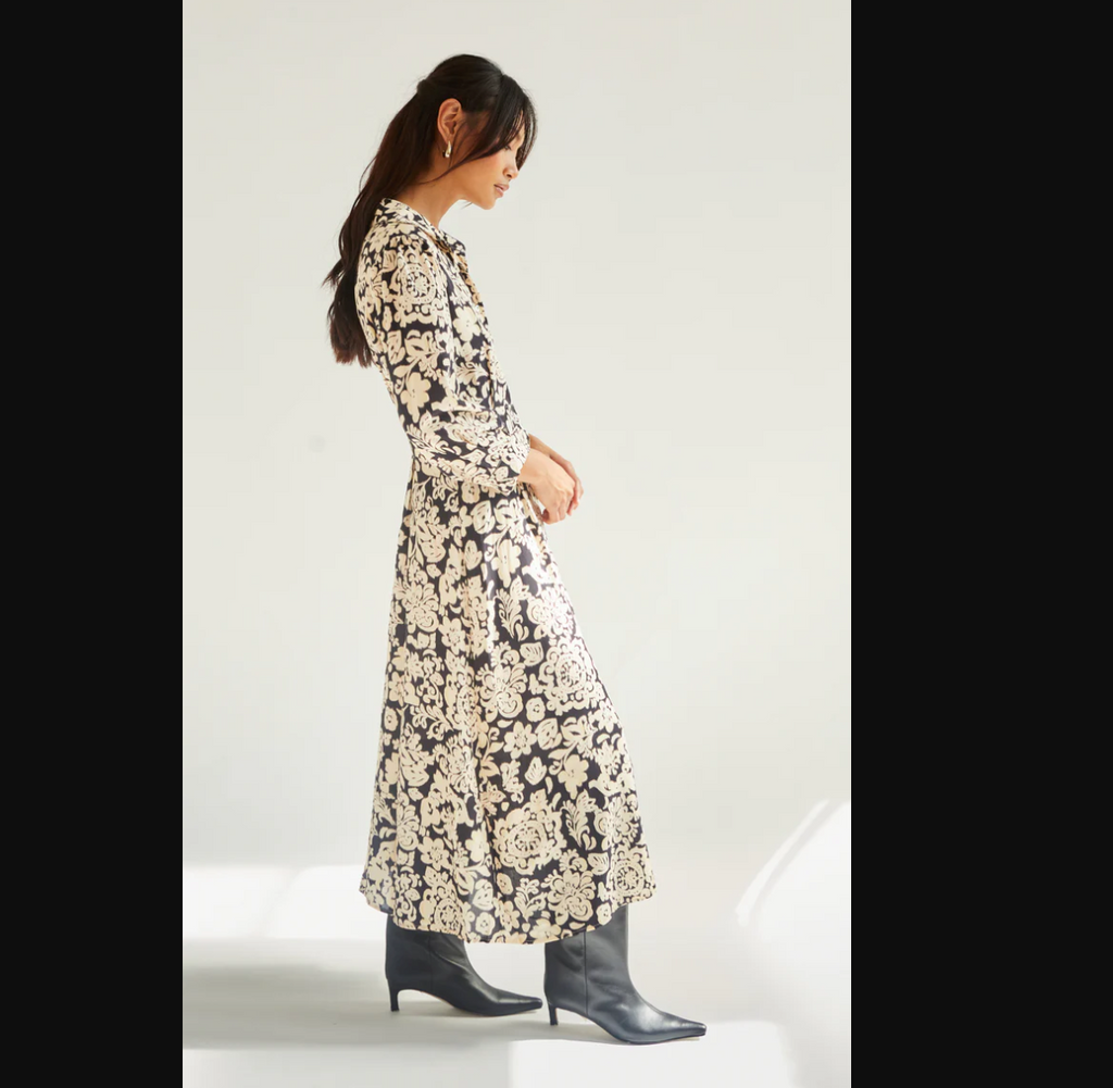 Charli Emaline Shirt Dress - Black Floral Print