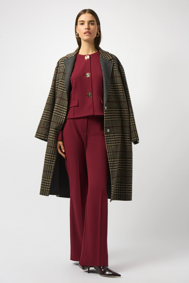 Joseph Ribkoff Plaid Long Overcoat Style 253946