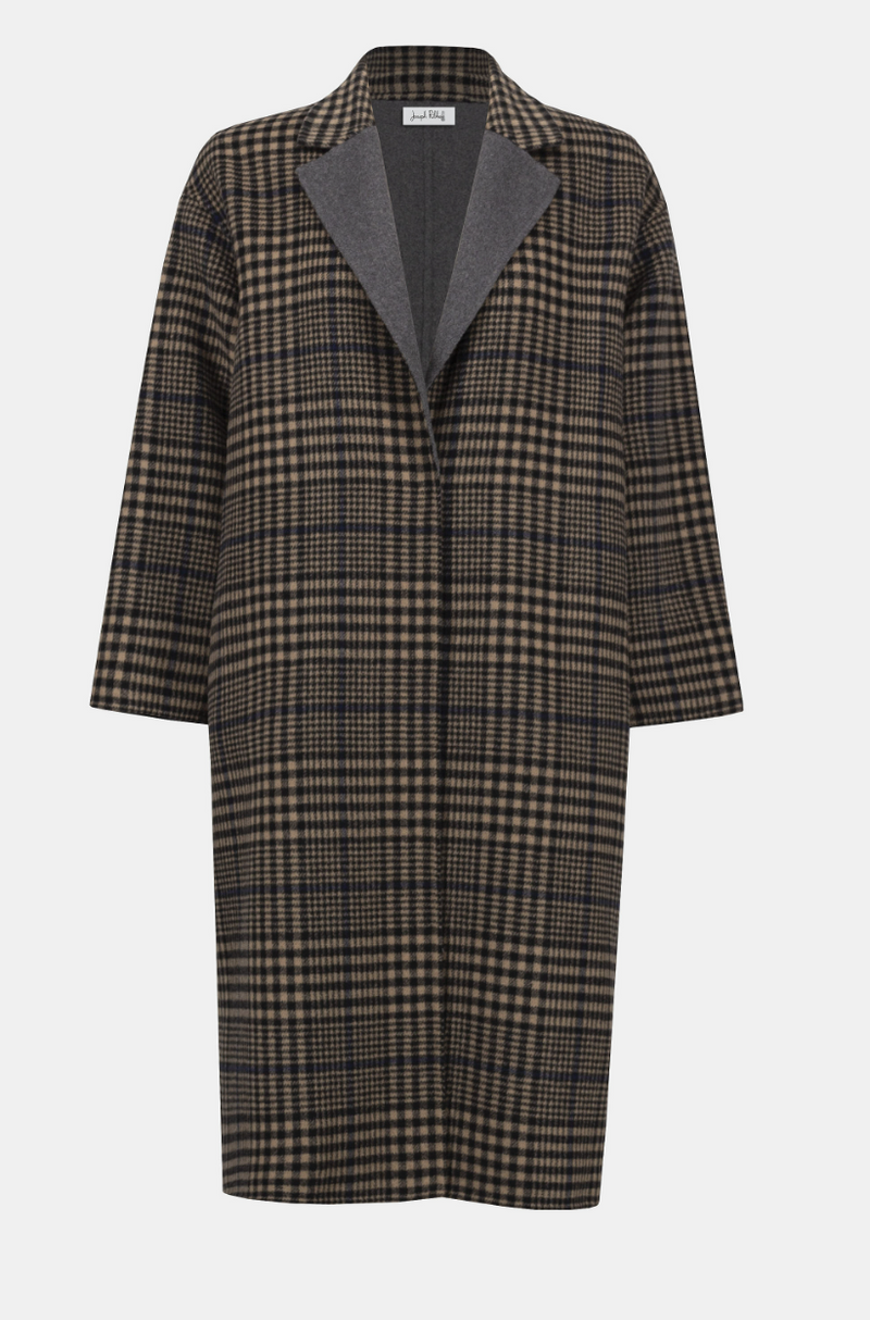 Joseph Ribkoff Plaid Long Overcoat Style 253946