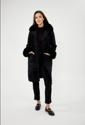Joseph Ribkoff Faux Fur Trim Shawl Coat Style 243923