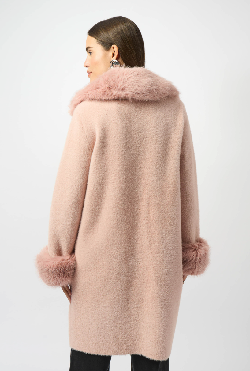 Joseph Ribkoff Faux Fur Trim Shawl Coat Style 243923