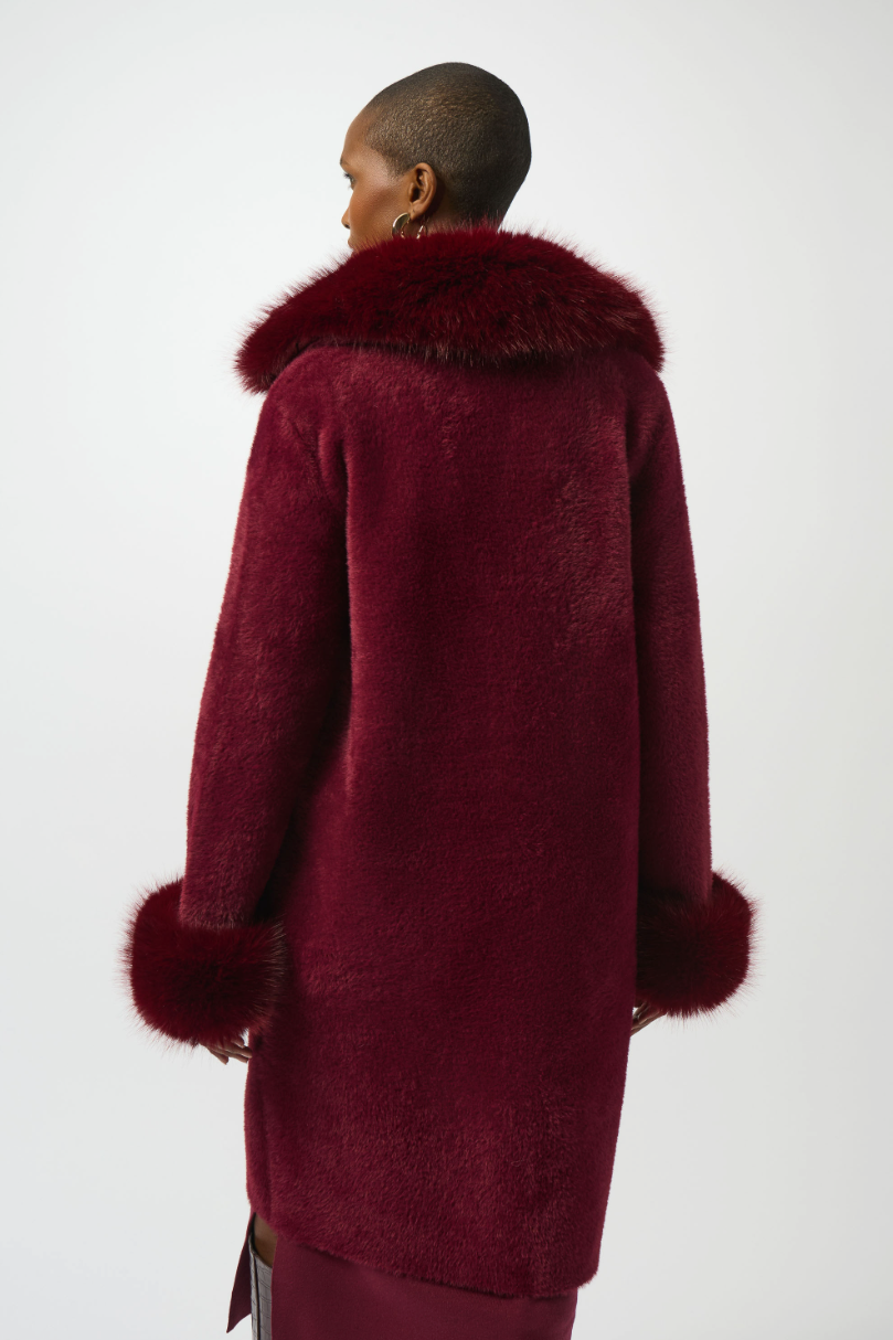 Joseph Ribkoff Faux Fur Trim Shawl Coat Style 243923