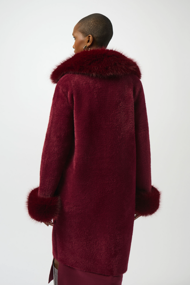 Joseph Ribkoff Faux Fur Trim Shawl Coat Style 243923