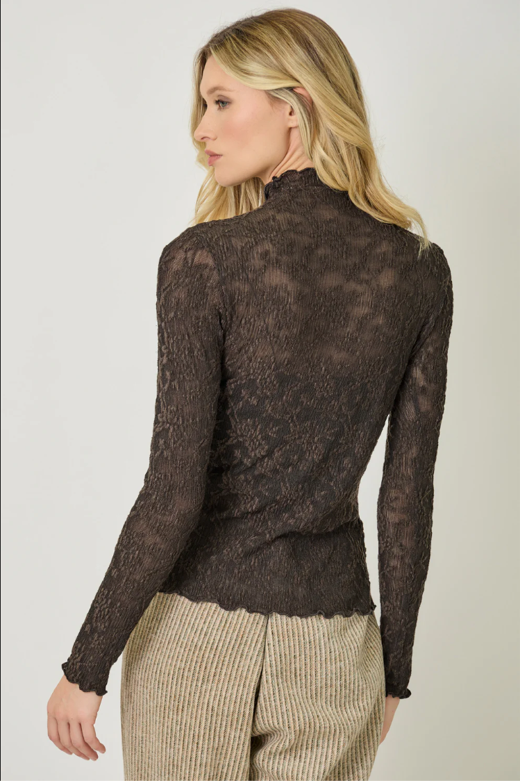 Mystree Lettuce Edge Textured Knit Top 61153