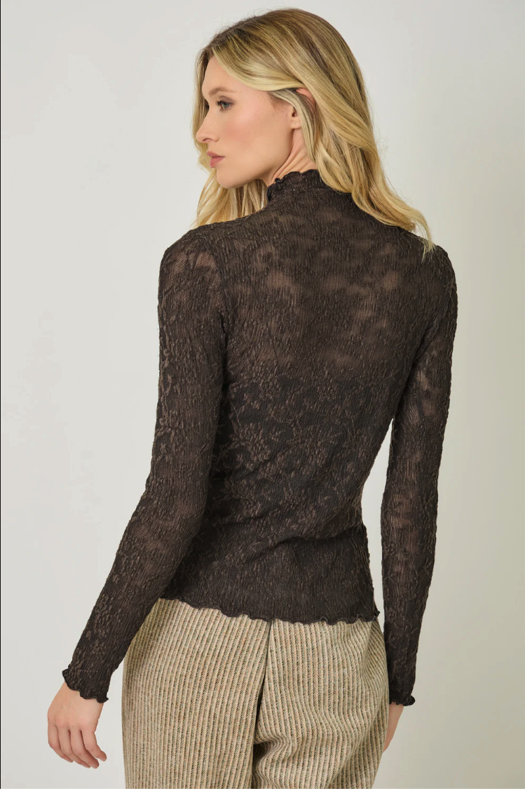 Mystree Lettuce Edge Textured Knit Top 61153