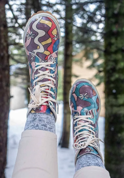 DOGO Women Vegan Leather Multicolor Long Boots - Never Stop Dreaming Design