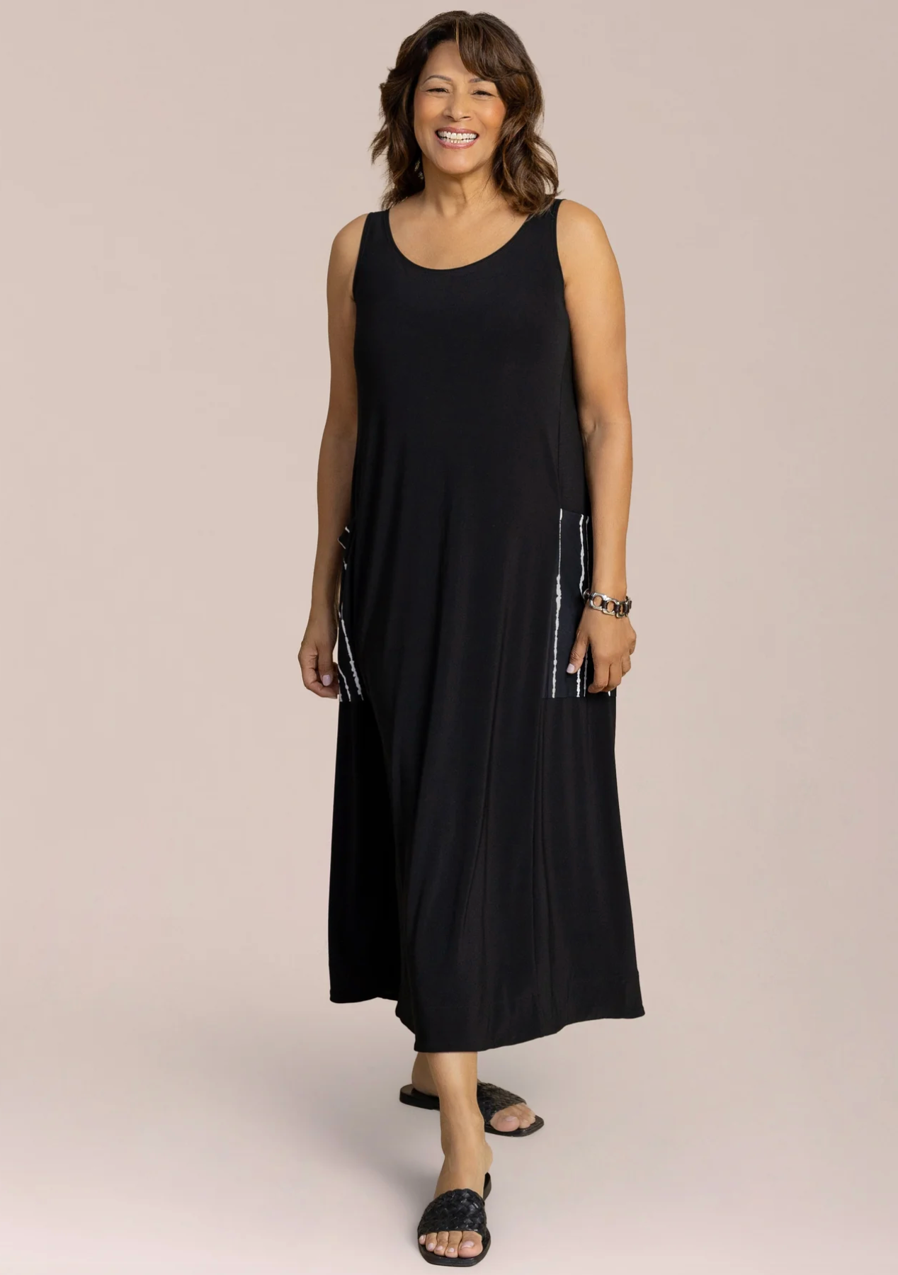 Sympli Flare Dress Pocket Print 28193